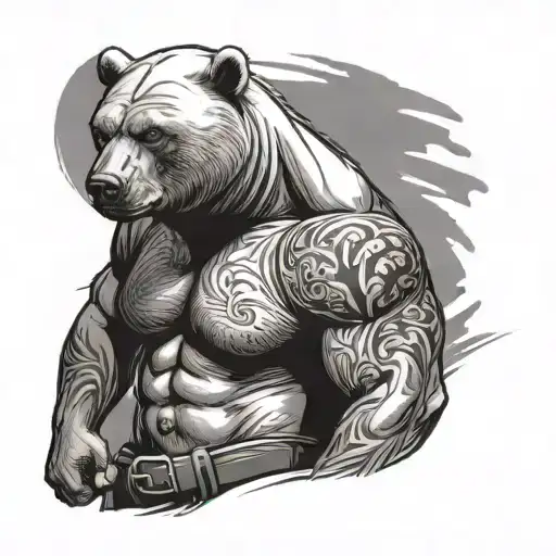 bald gay "muscle bear" with a belly tattoo design idea