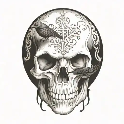crow skull tattoo design idea