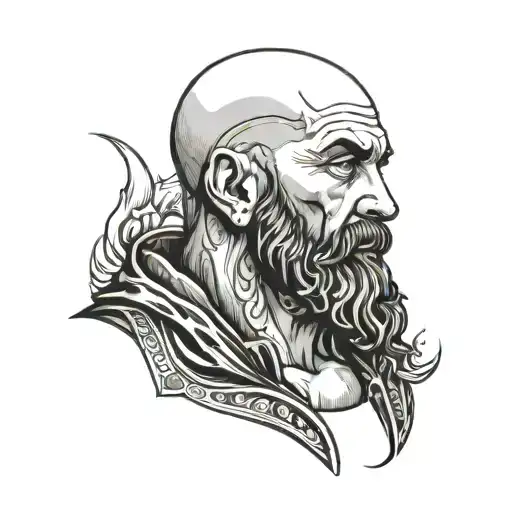 bald bearded man tattoo in pinup style tattoo design idea