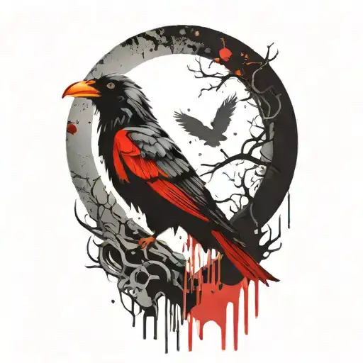 gothic raven  tattoo design idea