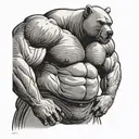 bald gay "muscle bear" with a belly tattoo design idea