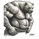 bald gay "muscle bear" with a belly tattoo design idea