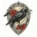 raven and broken window  tattoo design idea
