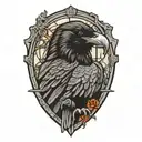 raven and broken window  tattoo design idea