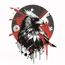 gothic raven  tattoo design idea