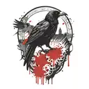 gothic raven on skull tattoo design idea