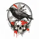 gothic raven on skull tattoo design idea