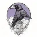 gothic raven perched on top tattoo design idea