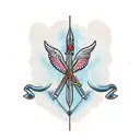 bow and arrow with name tattoo design idea
