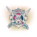 bow and arrow with name tattoo design idea
