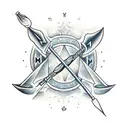 bow and arrow with name tattoo design idea