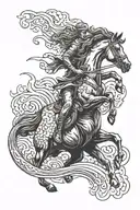 posiedan riding horse waves crashing tattoo design idea