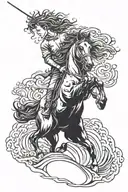 posiedan riding horse waves crashing tattoo design idea