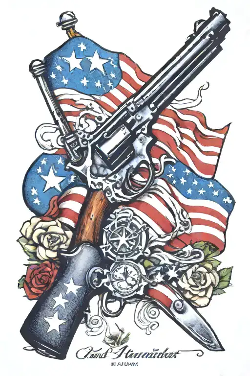 2nd amendment, guns, American flag morphing tattoo design idea
