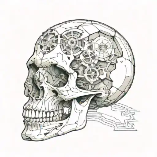 cross-section of skull 3d tattoo tattoo design idea