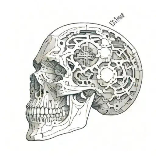 cross-section of skull 3d tattoo tattoo design idea