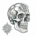 cross-section of skull 3d tattoo tattoo design idea