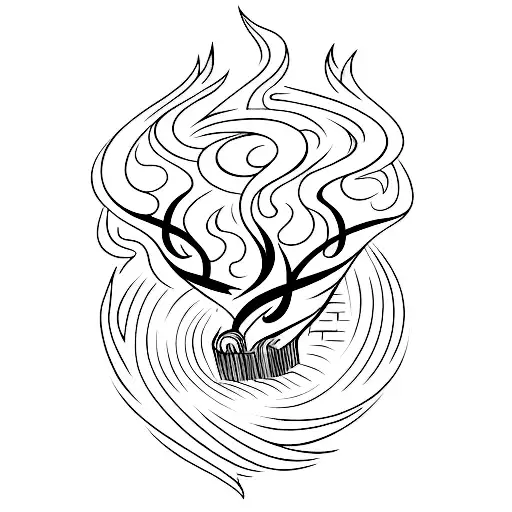 An open burning book with flames  tattoo design idea
