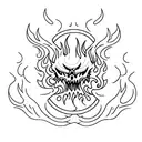 An open buring book with flames tattoo design idea