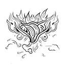 An open buring book with flames tattoo design idea