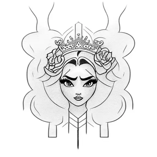 Disney princess with color tattoo design idea