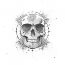 Gore-inspired skull surrounded by tortured souls tattoo design idea