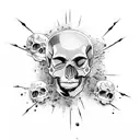 Gore-inspired skull surrounded by tortured souls tattoo design idea