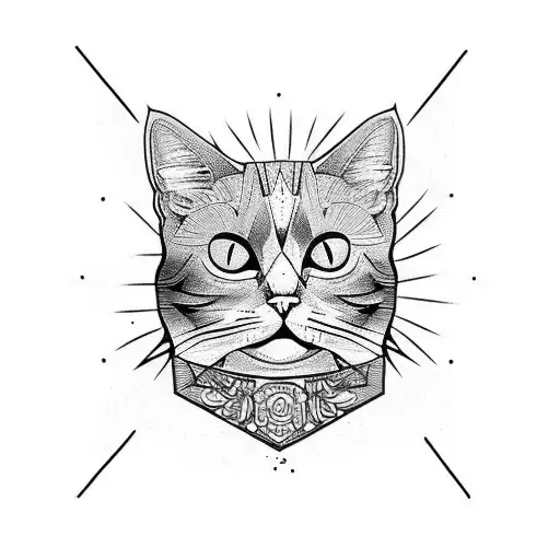 Cat holding a gun tattoo design idea