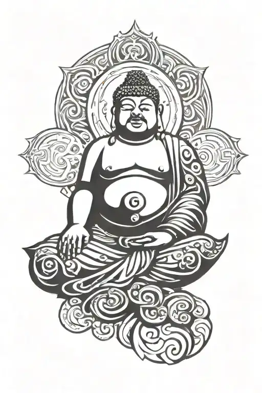 fat buddha tattoo design idea