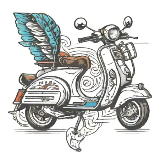 punk vespa scooter tattoo design idea