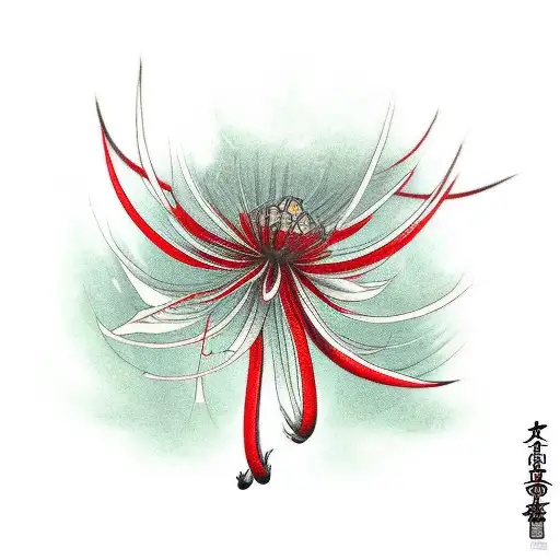 red spider Lily, japanese mythology, red and black tattoo design idea