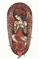love angel loyalty passion romance pain tattoo design idea