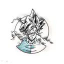 dragon ball z with record vinyls incorporated into it tattoo design idea