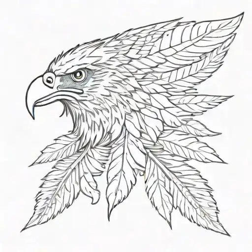 name in a eagle feather  tattoo design idea