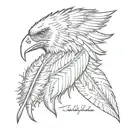name in a eagle feather  tattoo design idea