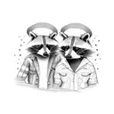 two cartoon raccoons sitting on a golf cart wearing cowboy hats tattoo design idea