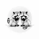 two cartoon raccoons sitting on a golf cart wearing cowboy hats tattoo design idea
