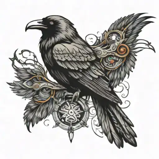 raven one eye odin tattoo design idea