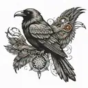 raven one eye odin tattoo design idea