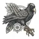 raven one eye odin tattoo design idea