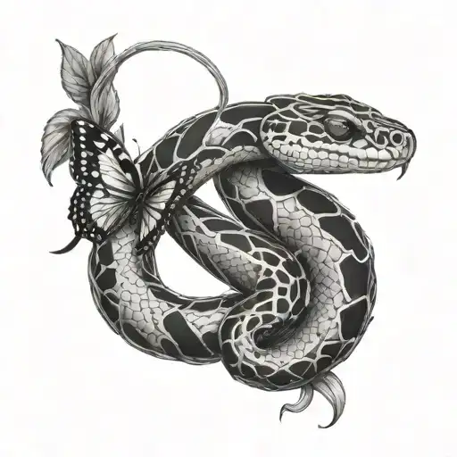 snake and butterfly tattoo tattoo design idea