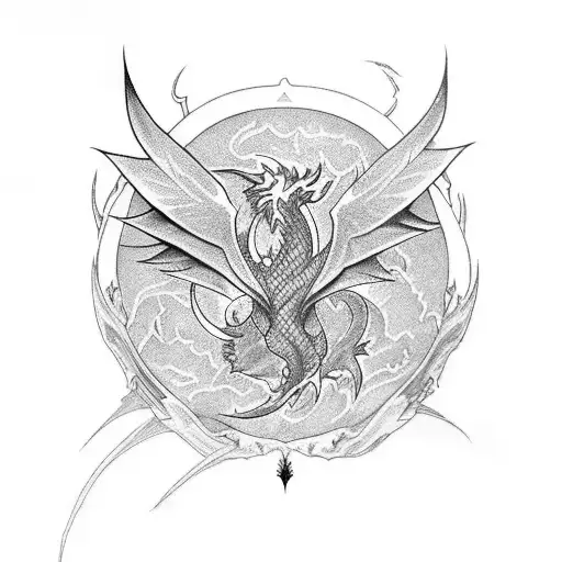  trisque Phoenix y dragon tattoo design idea