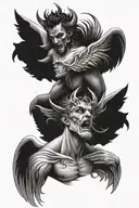 angel and demon on the neck tattoo design idea