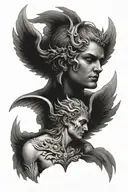angel and demon on the neck tattoo design idea