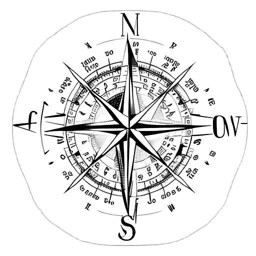 A minimalist tattoo of a compass with the initials of your family members as the cardinal directions, symbolizing that they are your guiding force and source of direction in life. tattoo design idea