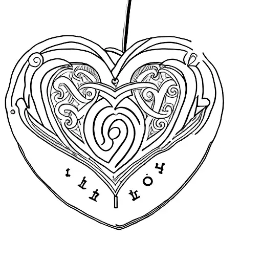 A minimalist tattoo of a heart-shaped locket with the initials of your family members inside, symbolizing the love and cherish you hold for each of them. tattoo design idea