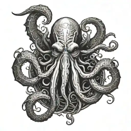 forward facing cthulhu tattoo design idea