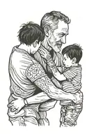 dad holding son's hand tattoo design idea