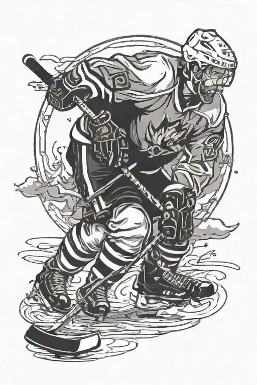 ice hockey player playing outdoor having fun  tattoo design idea