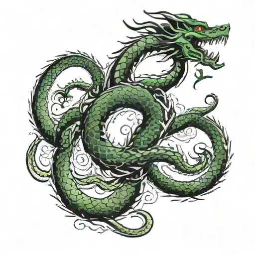 ouroboros shenron green dragon circling tattoo design idea